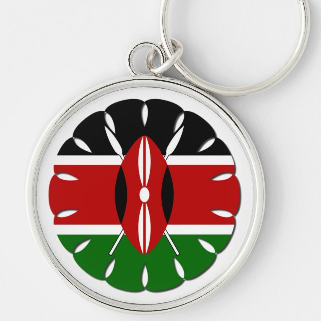 Porte-clés Motif kenyan rond : un symbole national (Devant)