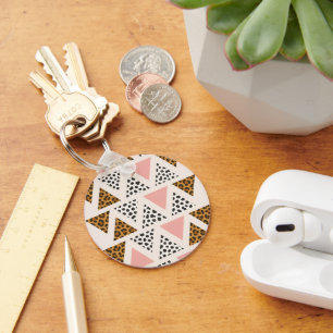 Porte-clés Motif Léopard Chic et Triangle Rose