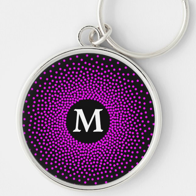 Porte-clés Motif Magenta Dot moderne avec Porte - clé MONOGRA (Devant)
