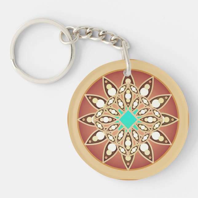 Porte-clés Motif mandala au caramel et au chocolat (Devant)