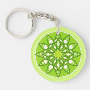 Porte-clés Motif mandala dans des nuances de vert citron vert
