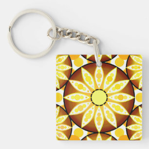 Porte-clés Motif Mandala, tons marron et or