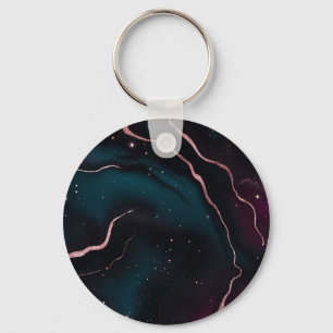 Porte-clés Motif Marbre Galaxie Or Rose Émeraude