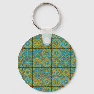 Porte-clés Motif marocain vert et marron élégant