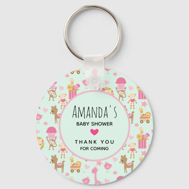 Porte-clés Motif mignon avec Happy Animals & Baby shower joue (Recto)