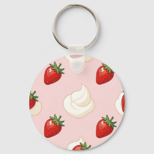 Porte-clés Motif mignon de crème fouettée aux fraises
