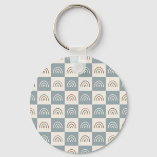 Porte-clés Motif minimaliste arc-en-ciel à carreaux bohème