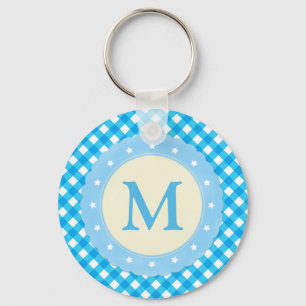 Porte-clés Motif Monogram Bright Blue En vichy