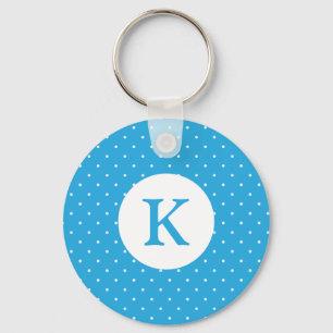 Porte-clés Motif monogramme à pois bleu clair mignon
