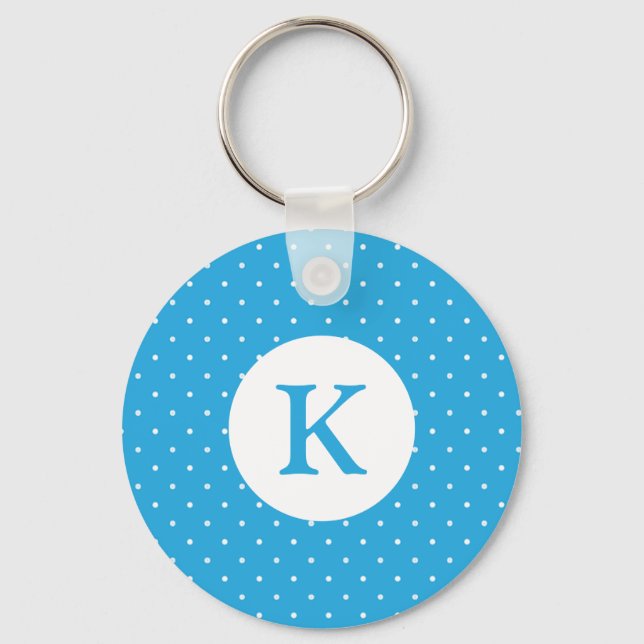 Porte-clés Motif monogramme à pois bleu clair mignon (Recto)