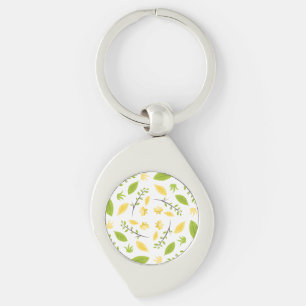 Porte-clés Motif Nature Feuilles Dessin Esquisse Fleurs