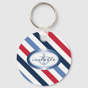 Porte-clés Motif nautique personnalisé Ancre et bande