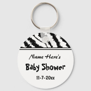 Porte-clés Motif noir et blanc de zèbre de baby shower.