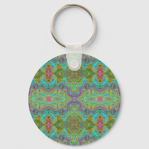Porte-clés Motif ondulé tripant bleu aqua et orange