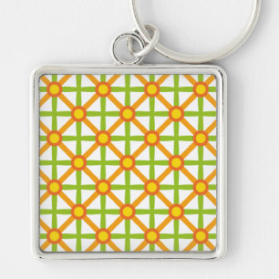Porte-clés Motif orange vert et jaune inspiré des rétro