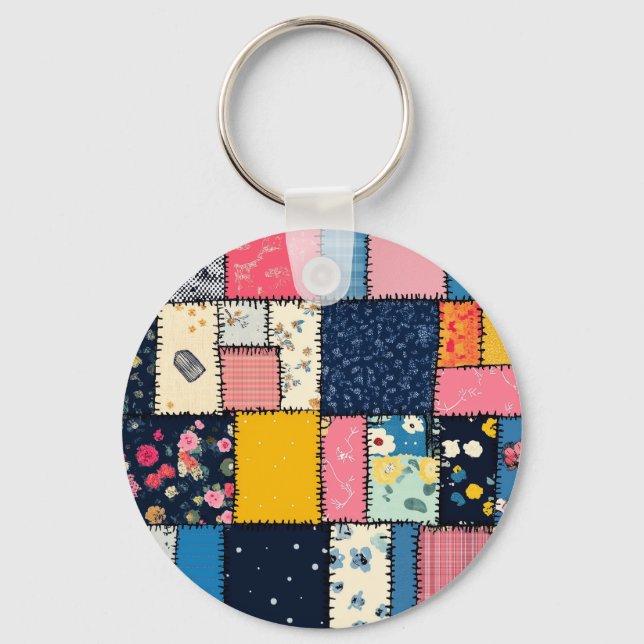 Porte-clés Motif patchwork adorable, motif ludique (Recto)