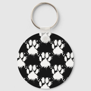 Porte-clés Motif Paw Chien Blanc Avec Paint Splatter