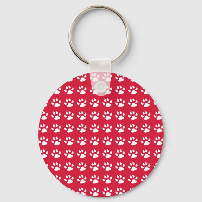 Porte-clés Motif Pawprint (rouge et blanc) (Recto)