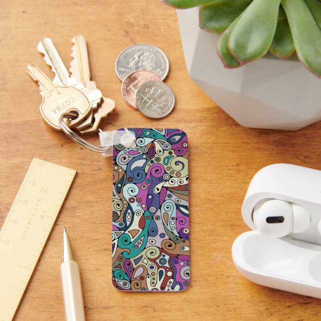 Porte-clés Motif Peint À La Main Et Numériquement Art 8 (Bureau)