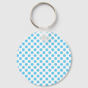 Porte-clés Motif pois bleu et blanc