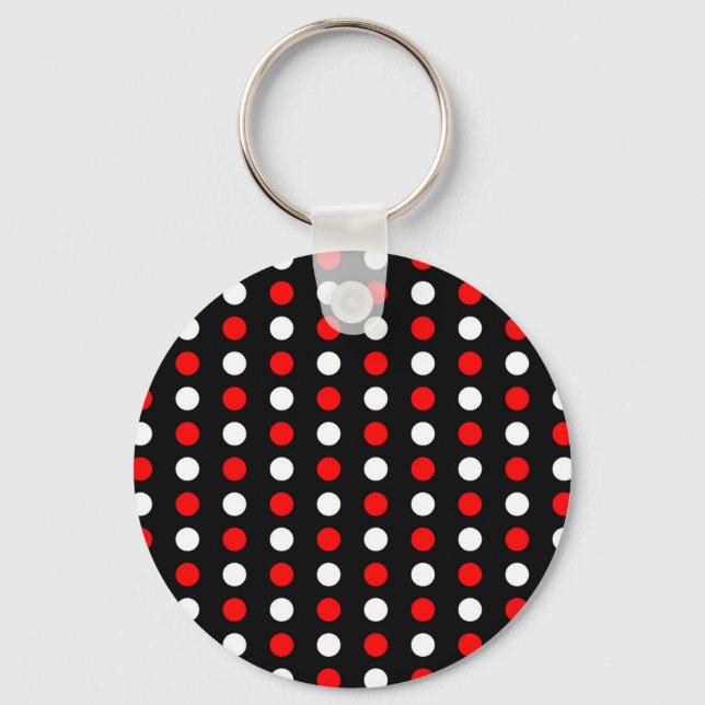 Porte-clés Motif pois rouge et blanc (Recto)