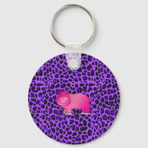 Porte-clés Motif pourpre de léopard d'hippopotame rose migno
