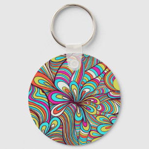 Porte-clés Motif psychédélique coloré agressé 2
