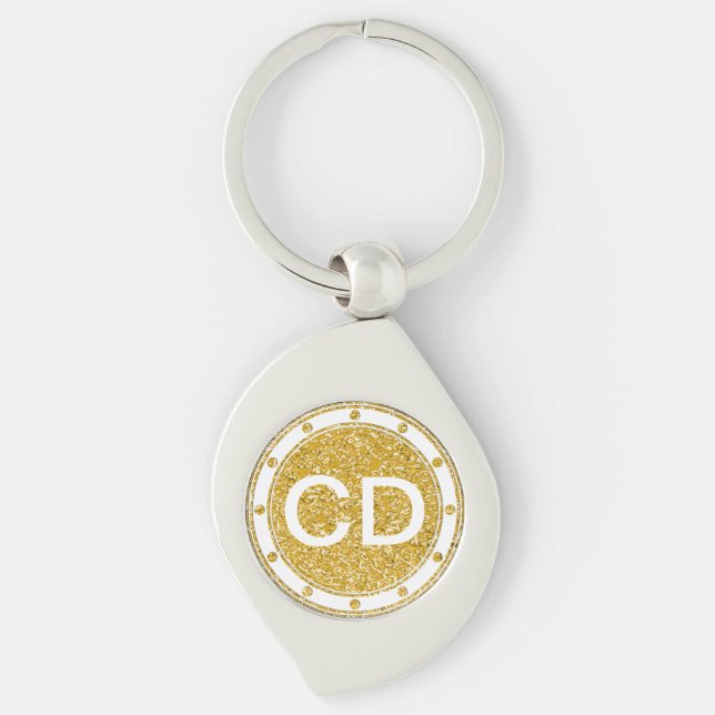Porte-clés Motif PURE GOLD Splatter + votre image & monogramm (Devant)