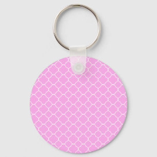 Porte-clés Motif Quatrefoil Rose Et Blanc