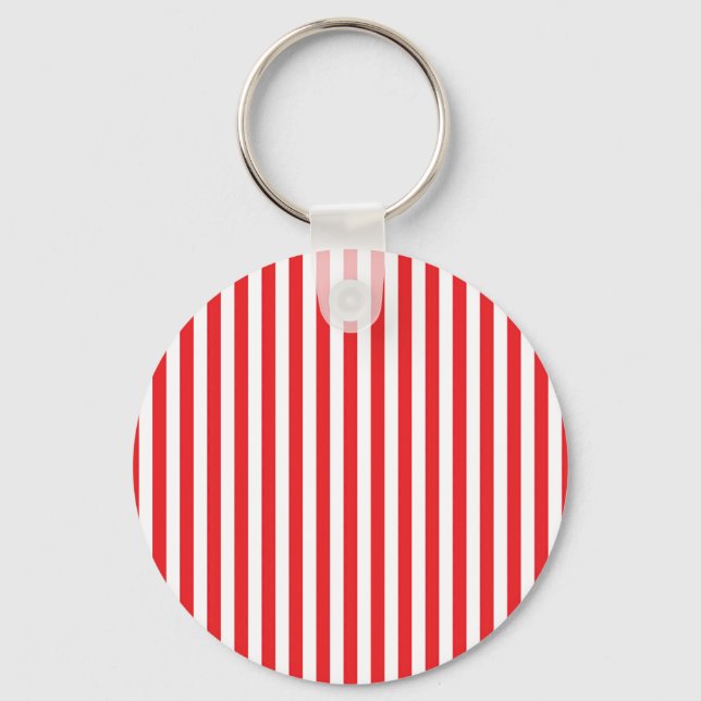 Porte-clés Motif rayures verticales rouges et blanches classi (Recto)