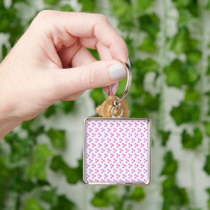 Porte-clés Motif répété de fleurs roses et violettes élégante