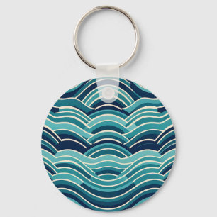 Porte-clés Motif répétitif de vagues océaniques géométriques