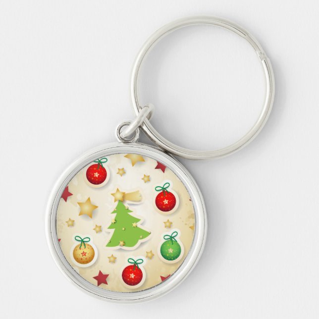 Porte-clés Motif rétro de Noël, porte - clé (Devant)