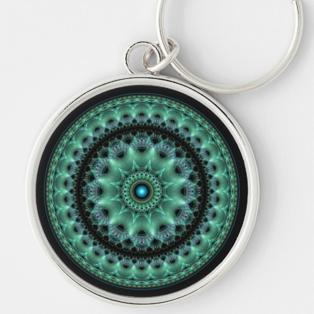 Porte-clés Motif rond flamboyant brillant fractal (Devant)