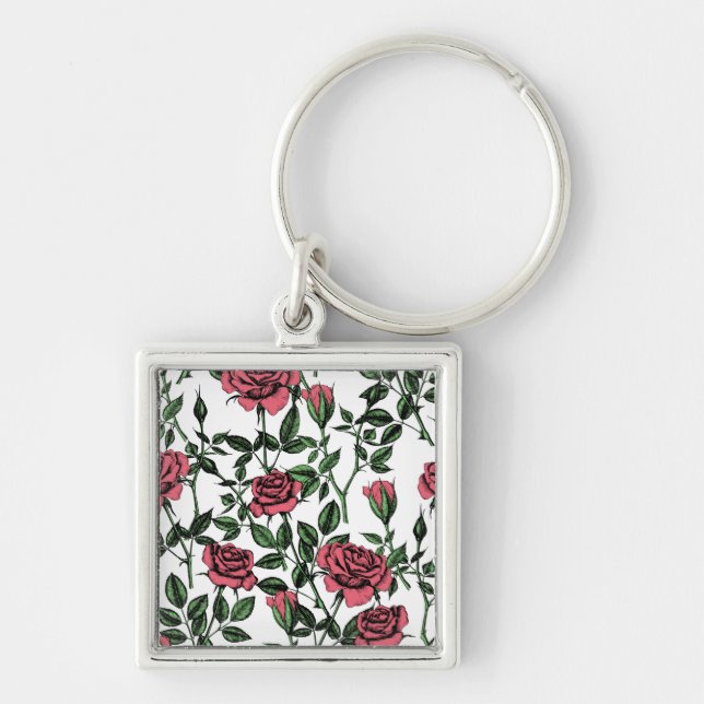 Porte-clés motif rose (Devant)