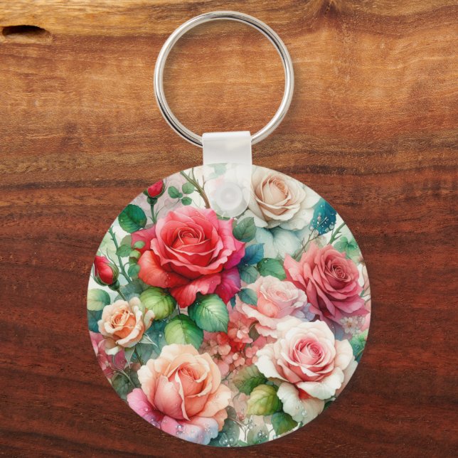Porte-clés Motif Rose Fantaisiste (Verso)
