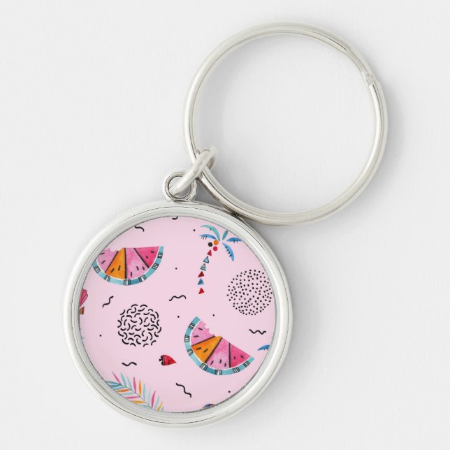 Porte-clés Motif rose tropical de style de Memphis (Devant)