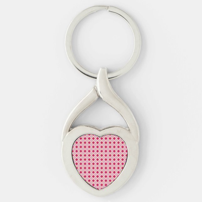 Porte-clés Motif rouge rose (Devant)