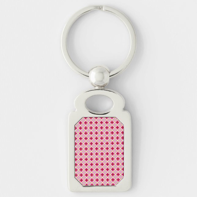 Porte-clés Motif rouge rose (Devant)