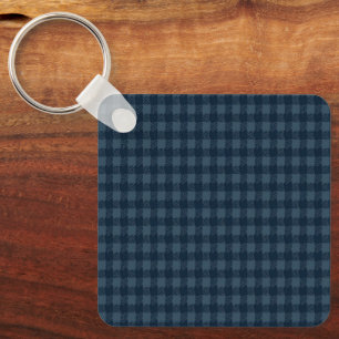 Porte-clés Motif rustique à carreaux bleu foncé et gris sans