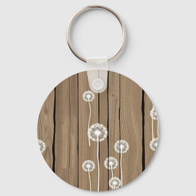 Porte-clés Motif rustique en bois de pissenlit (Recto)