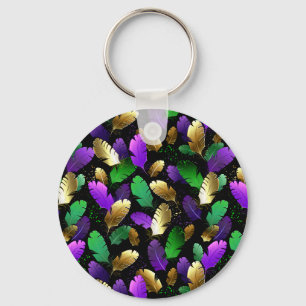 Porte-clés Motif sans couture avec plumes de Mardi Gras