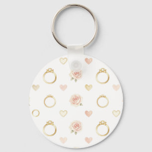 Porte-clés Motif sans couture de bagues et de roses romantiqu
