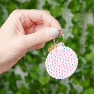 Porte-clés Motif sans couture de fraise – Rose pastel mignon