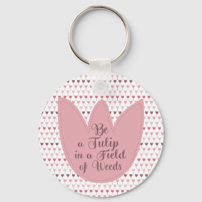 Porte-clés Motif simple de tulipe rose (Recto)