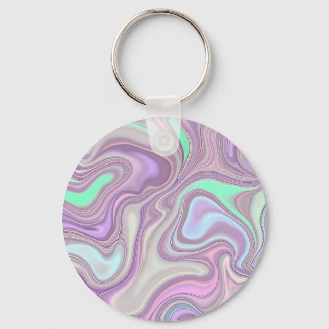 Porte-clés Motif Tourbillon de Marbre Violet Pastel (Recto)