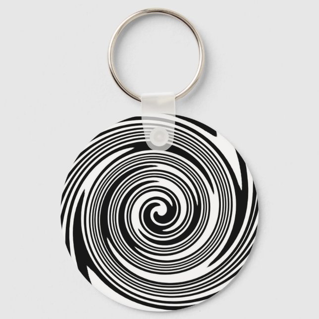 Porte-clés Motif tourbillon noir et blanc (Recto)