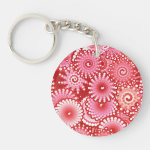Porte-clés Motif tourbillonnant fractal, nuances de rouge pro