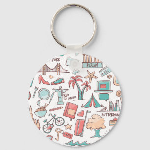 Porte-clés Motif touristique Pastel