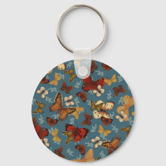Porte-clés motif transparent bleu papillon